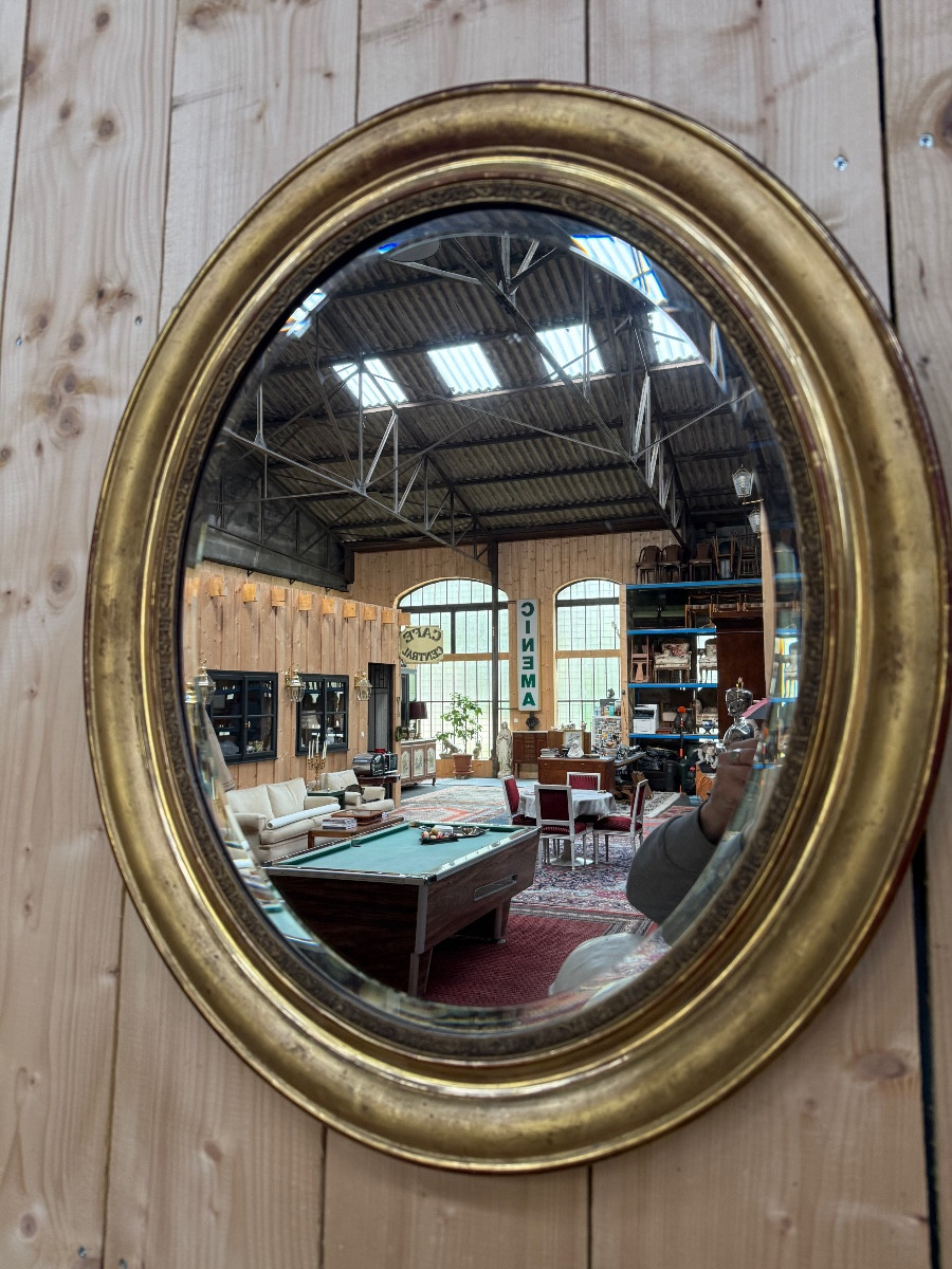 Gilded Oval Mirror Napoleon III Period
