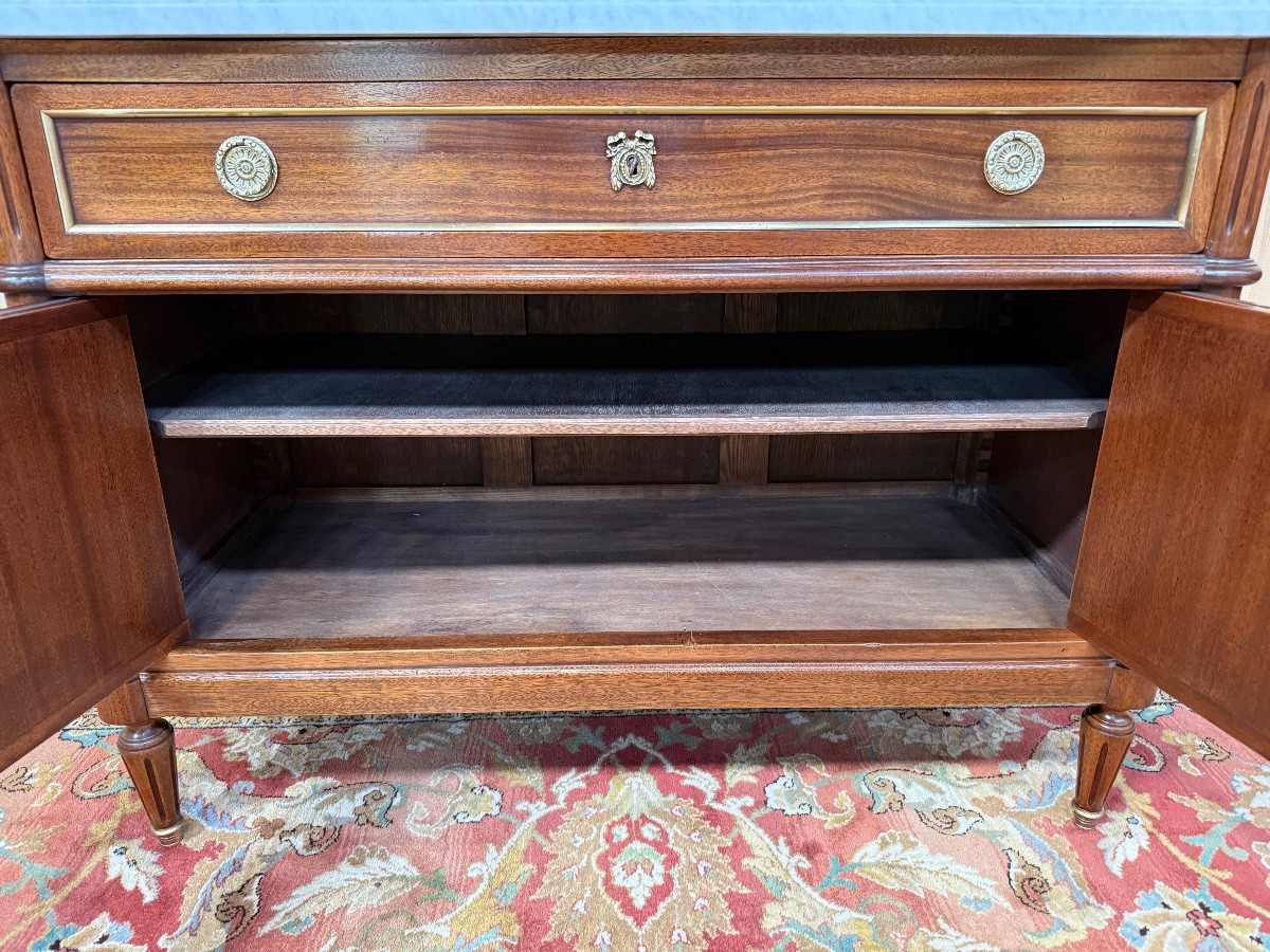 Louis XVI Style Sideboard In Mahogany And Carrara Marble-photo-3