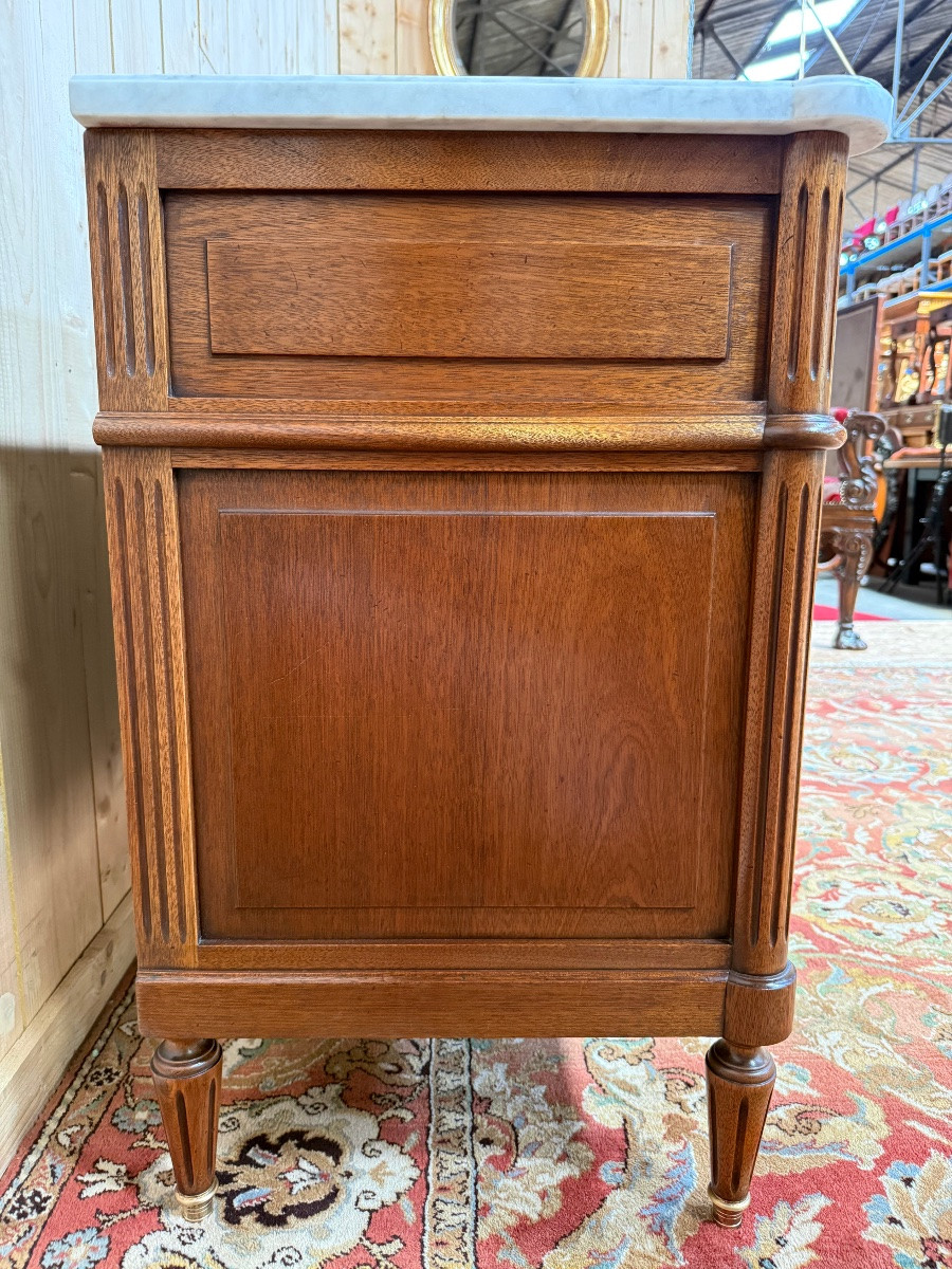 Louis XVI Style Sideboard In Mahogany And Carrara Marble-photo-5