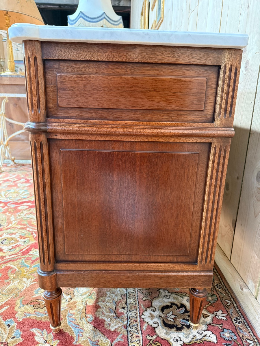 Louis XVI Style Sideboard In Mahogany And Carrara Marble-photo-6