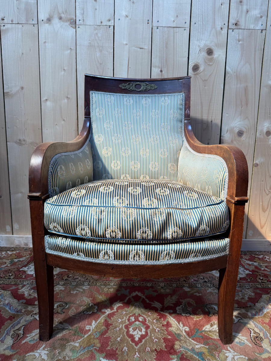 Fauteuil - Bergère d'époque Empire en soie 