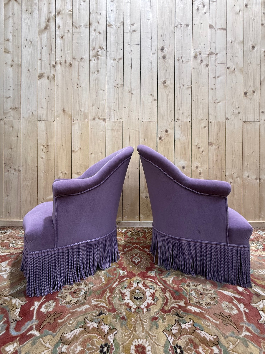Paire de fauteuils crapaud de style Napoléon III-photo-3