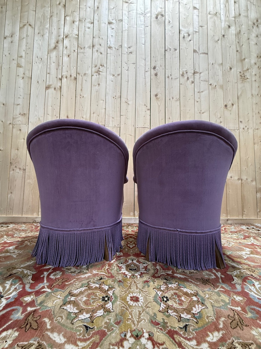 Paire de fauteuils crapaud de style Napoléon III-photo-4