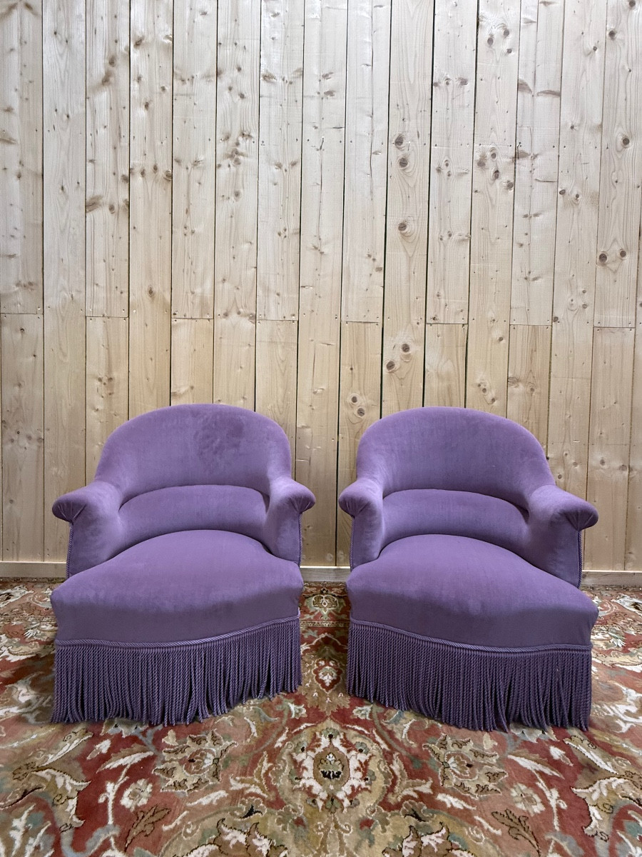 Paire de fauteuils crapaud de style Napoléon III