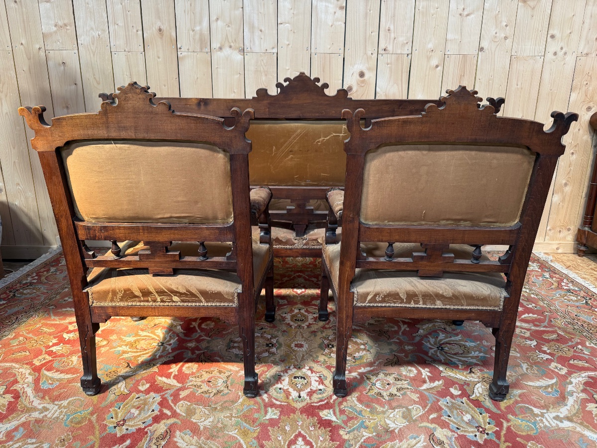 Salon Japonisant / Canapé et paire de fauteuils -photo-4