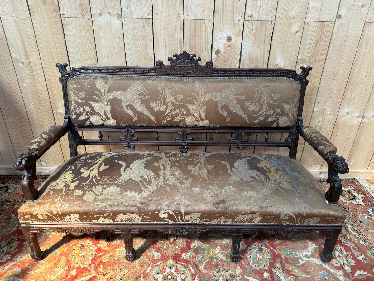 Salon Japonisant / Canapé et paire de fauteuils -photo-3