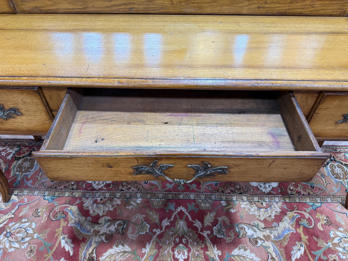 Console de style Louis XV et son miroir trumeau en chêne massif -photo-2