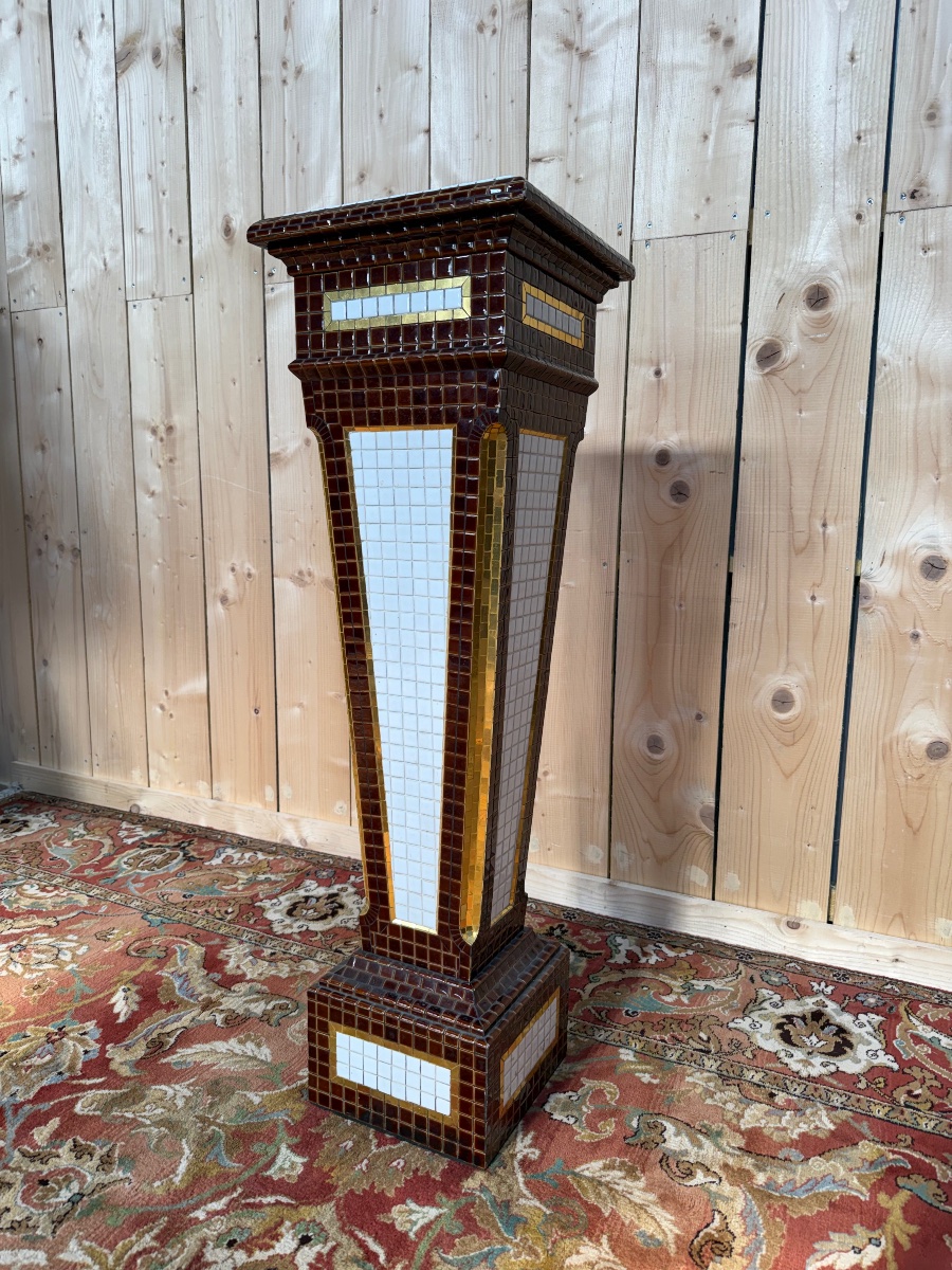 Colonne - Selette Gaine de présentation d'époque Art Déco en faïence-photo-1