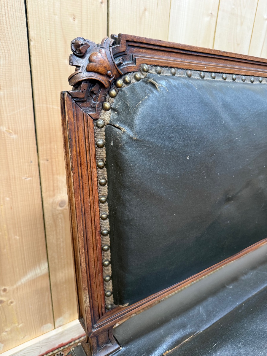 Banc - Coffre de style Haute époque / Renaissance en noyer -photo-4