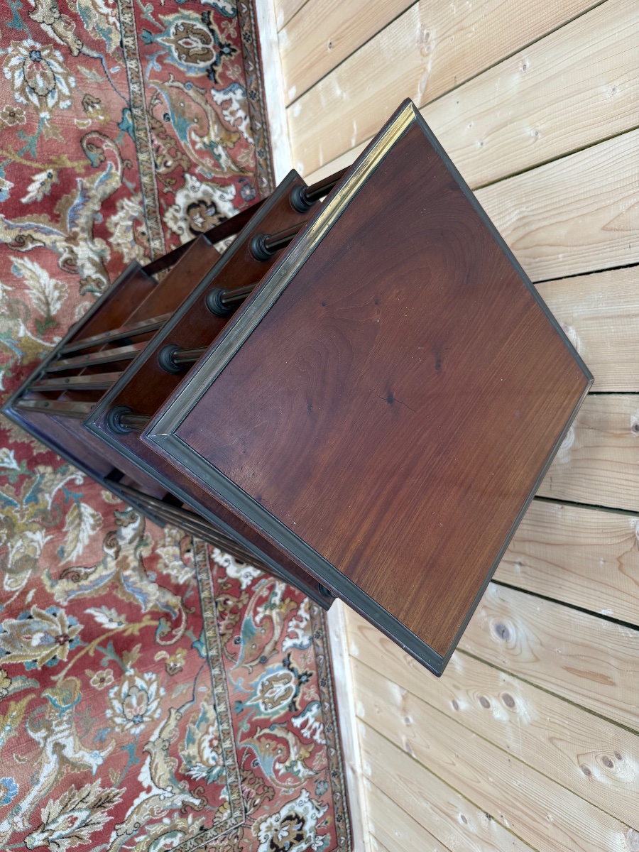 Revolving Bookcase In Solid Mahogany And Brass-photo-1