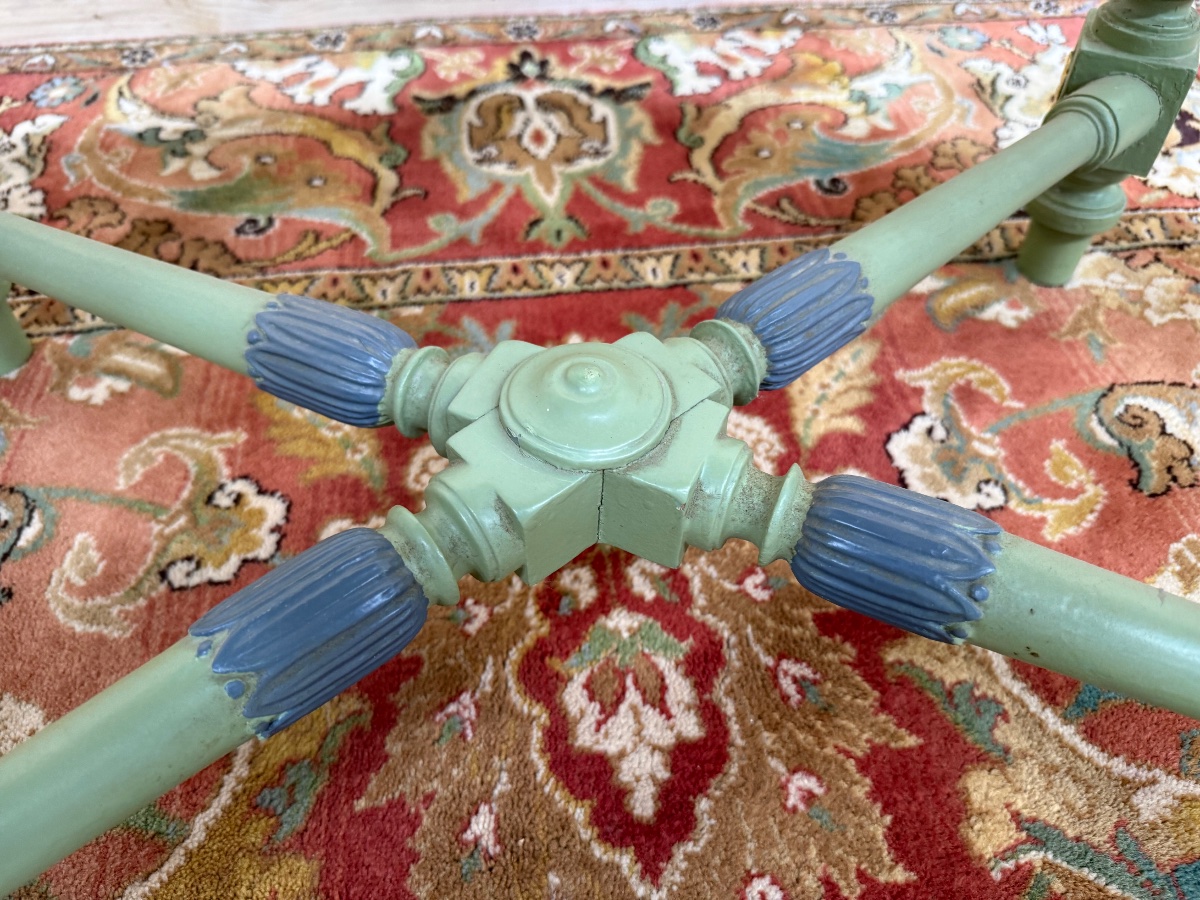 Louis XVI Style Oval Pedestal Table Painted With Marble-photo-1