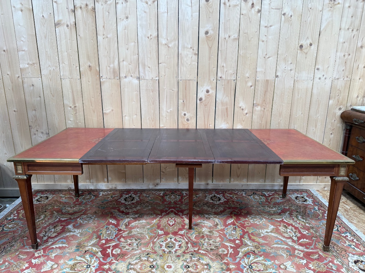 Louis XVI Style Square Table With Leather Top-photo-4