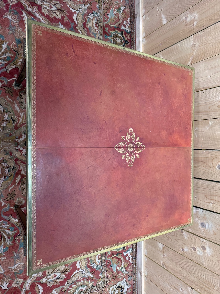 Louis XVI Style Square Table With Leather Top-photo-2