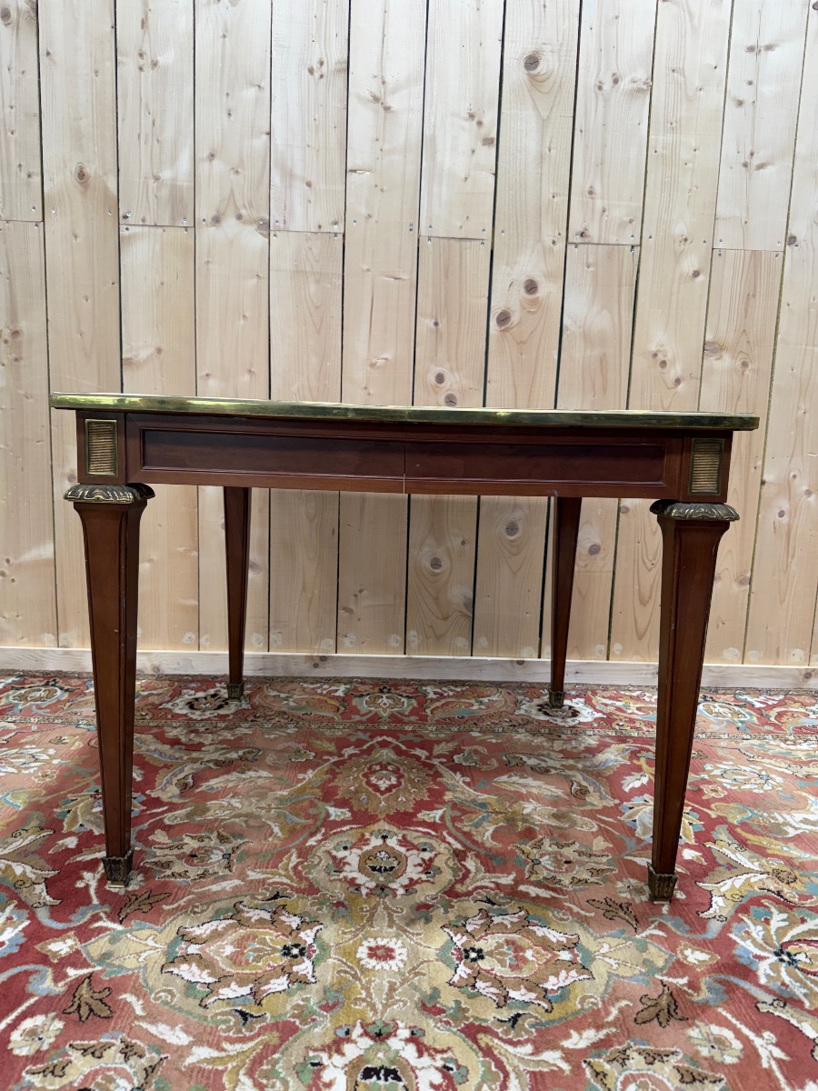 Louis XVI Style Square Table With Leather Top-photo-3