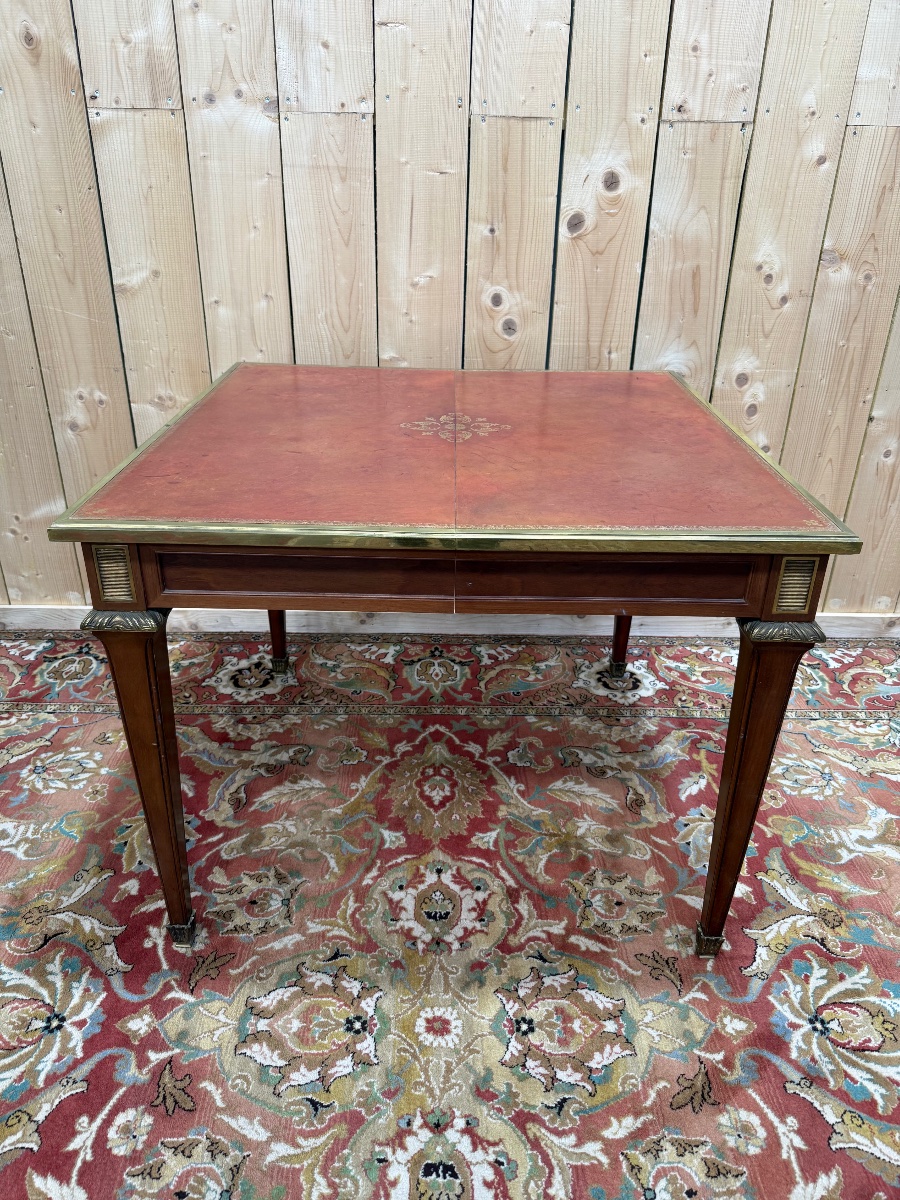 Louis XVI Style Square Table With Leather Top