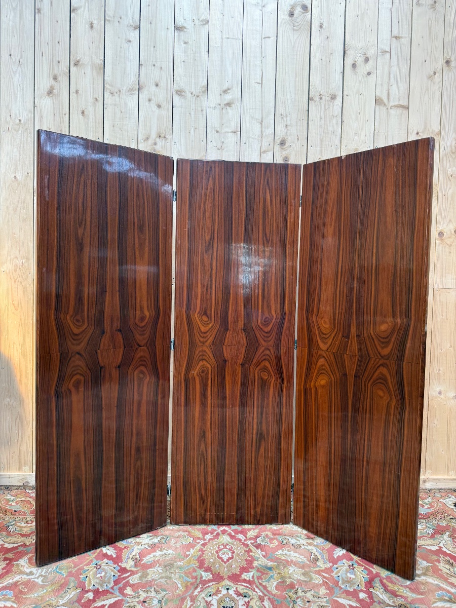 Art Deco Period Folding Screen In Walnut Veneer-photo-4