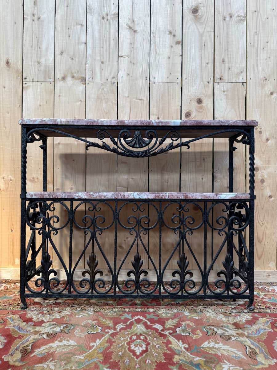 Console en fer forgé et marbre 
