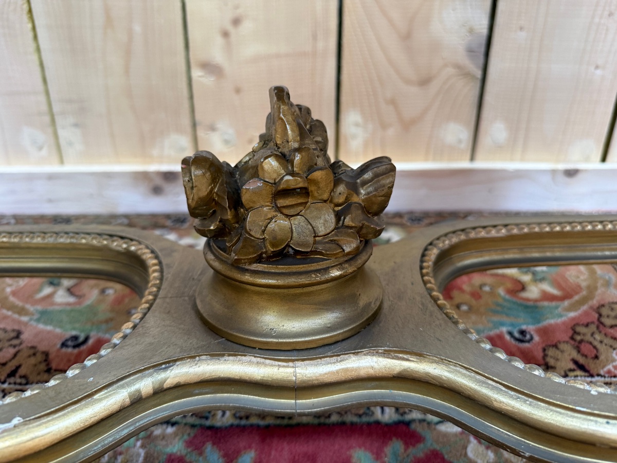 Louis XVI-style Coffee Table In Gilded Wood And White Marble -photo-3