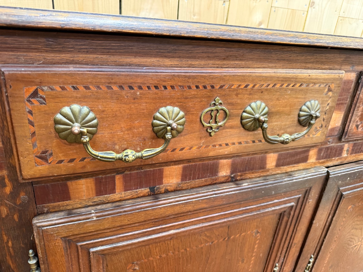 Large Louis XV-style Sideboard In Oak With Marquetry -photo-3