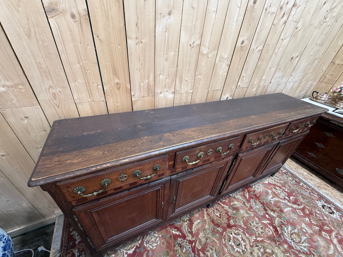 Large Louis XV-style Sideboard In Oak With Marquetry -photo-4