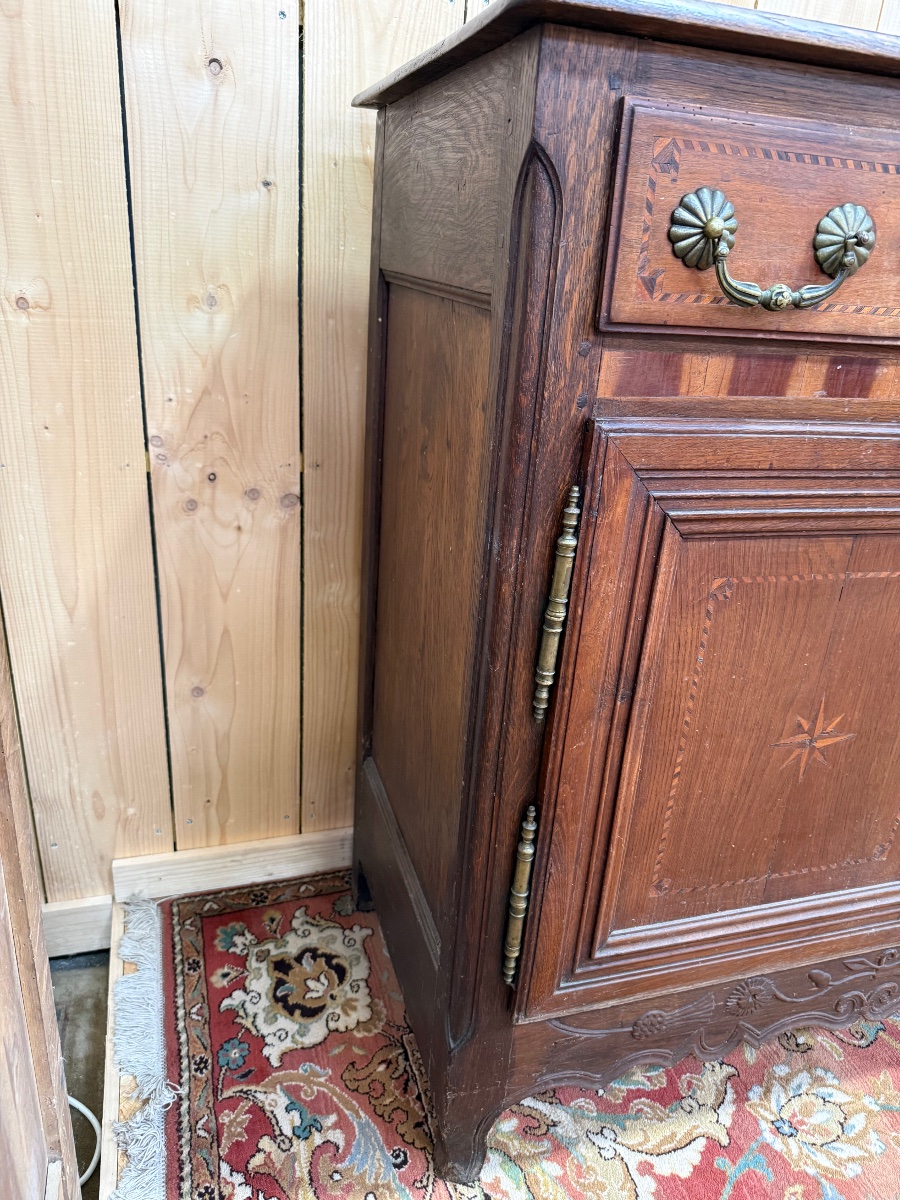 Large Louis XV-style Sideboard In Oak With Marquetry -photo-2