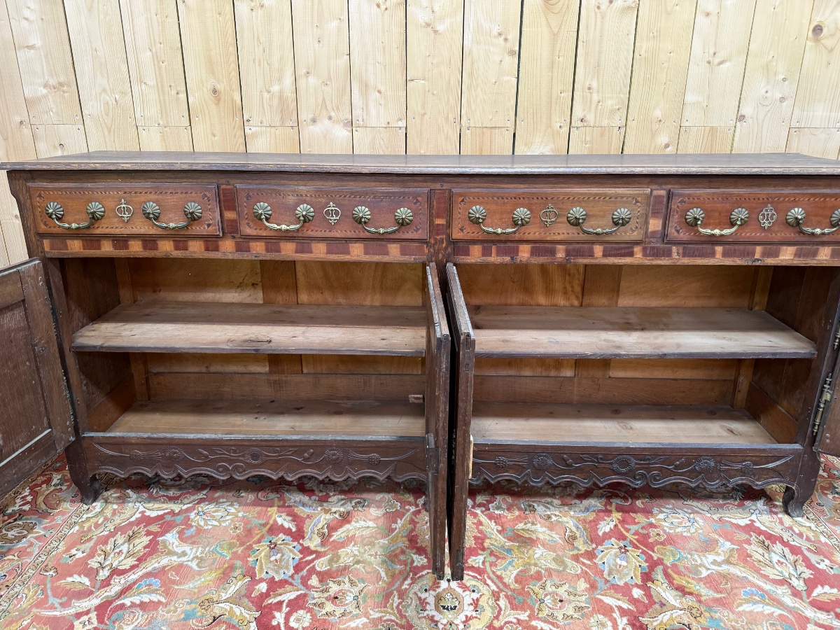 Large Louis XV-style Sideboard In Oak With Marquetry -photo-3