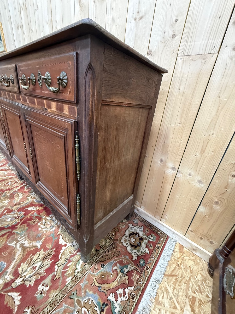 Large Louis XV-style Sideboard In Oak With Marquetry -photo-5