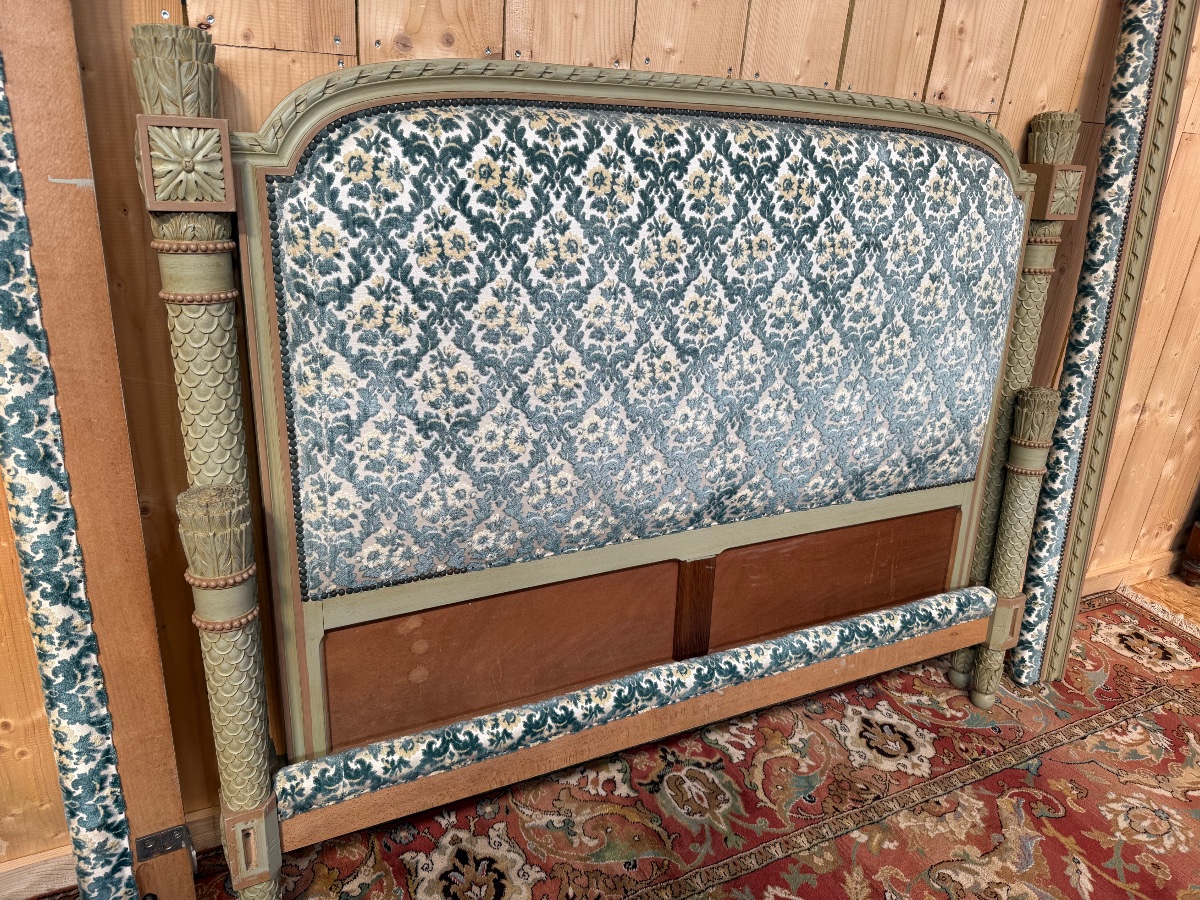 Louis XVI-style Bed With Carved Headboard, 190/150 Cm-photo-1