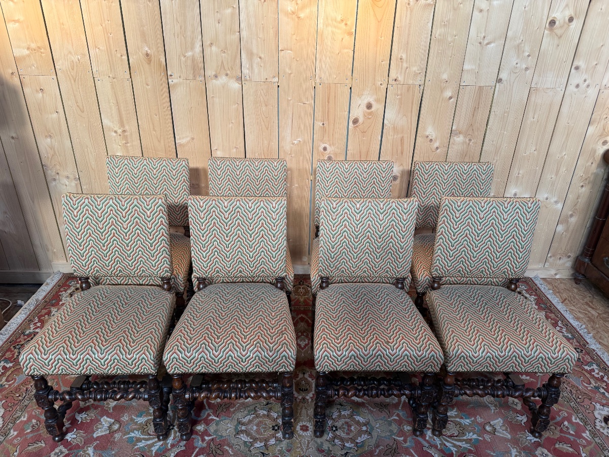 Set Of 8 Louis XIII-style Chairs-photo-3