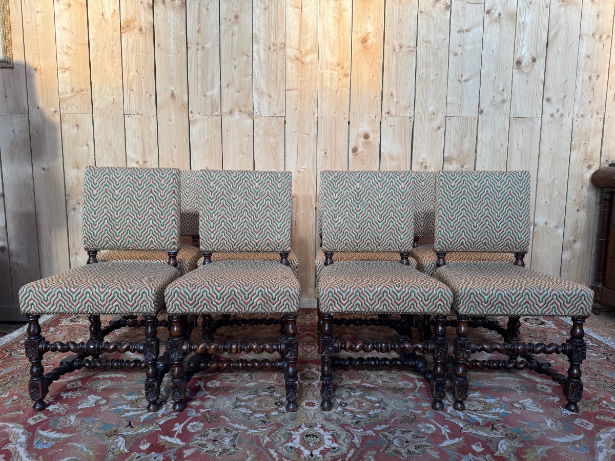 Set Of 8 Louis XIII-style Chairs