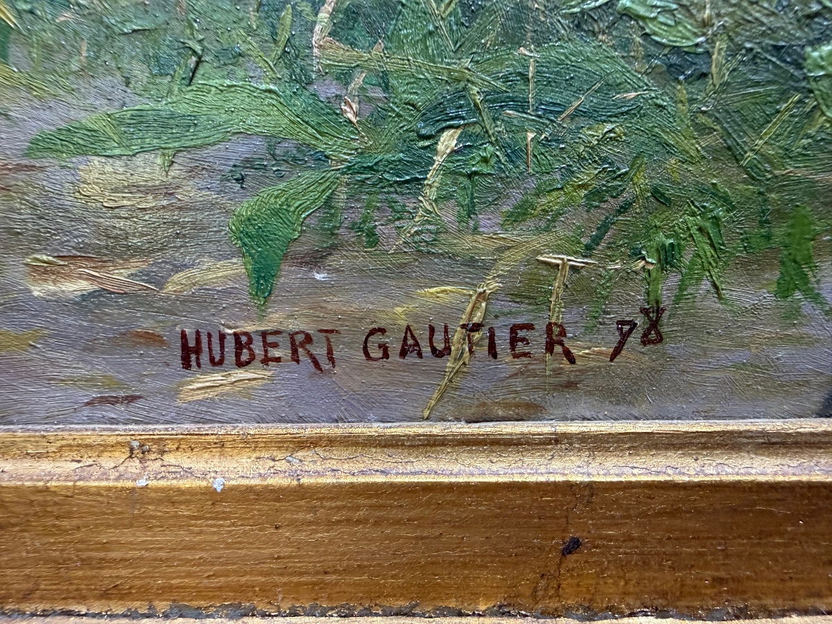Tableau huile sur toile portrait de femme par HUBERT GAUTIER 1898-photo-2