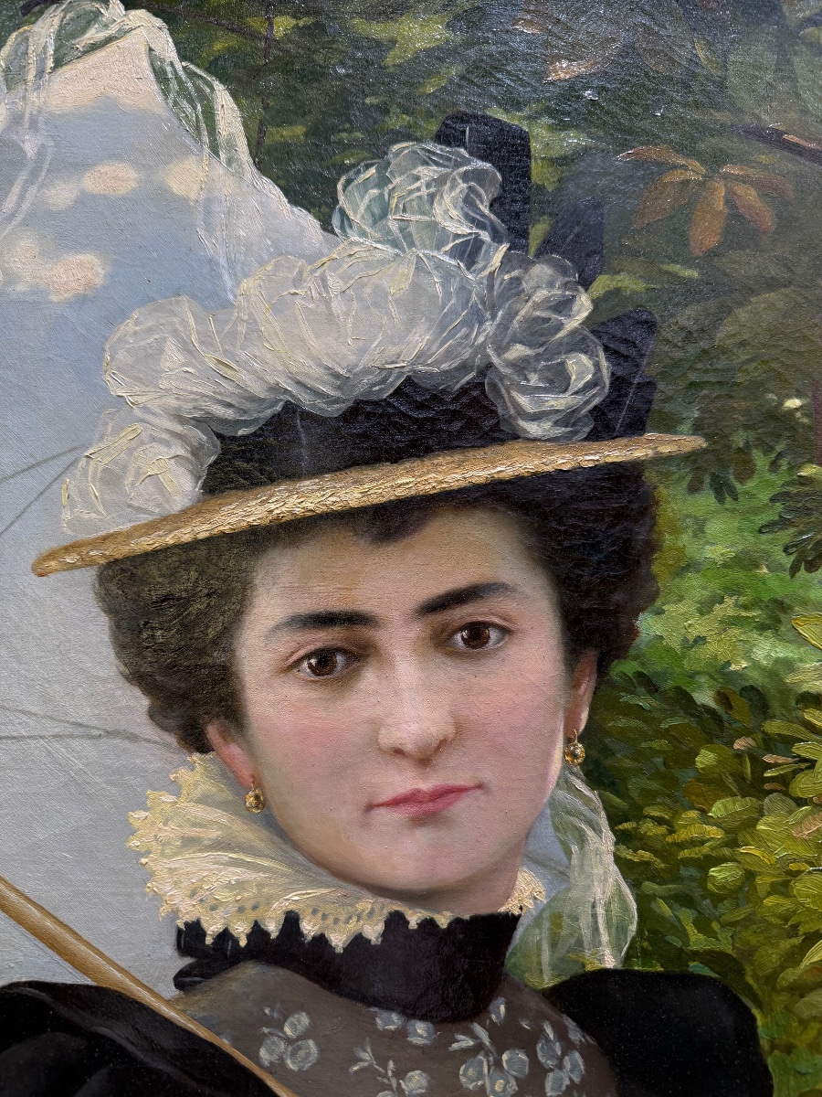 Tableau huile sur toile portrait de femme par HUBERT GAUTIER 1898-photo-1