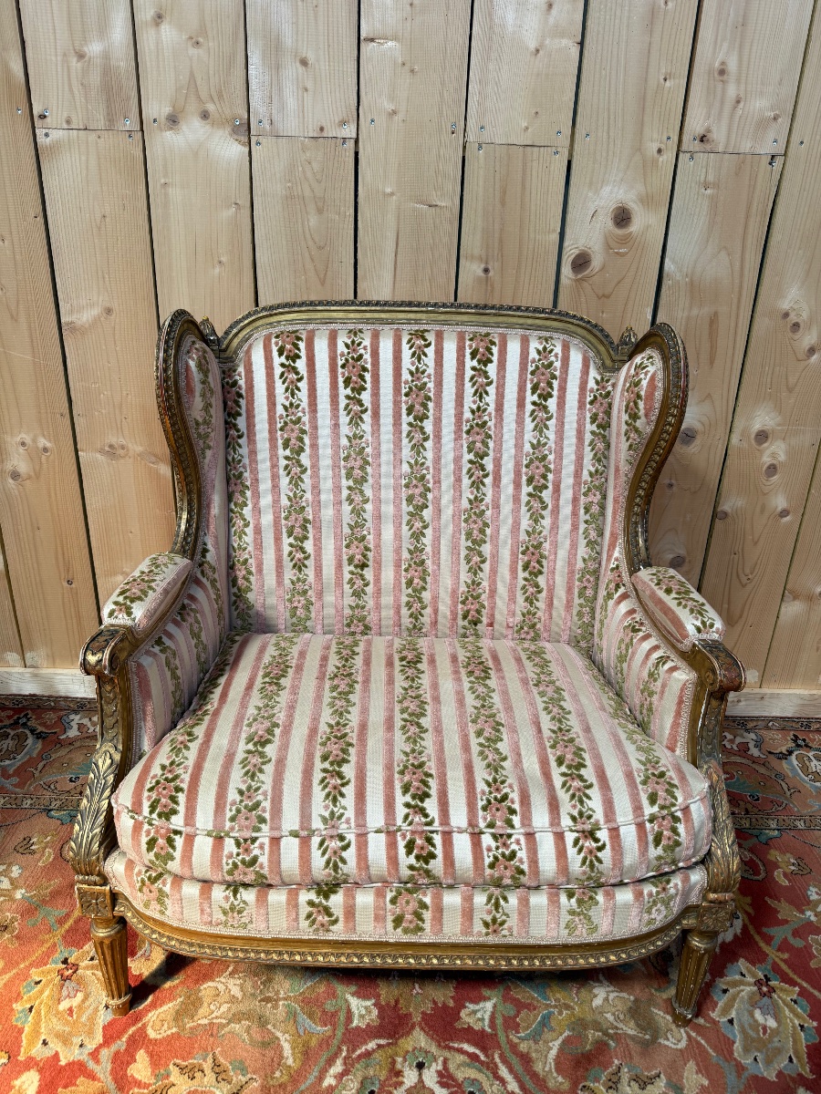 Bergère à Oreilles de style Louis XVI maison "JANSEN"-photo-4