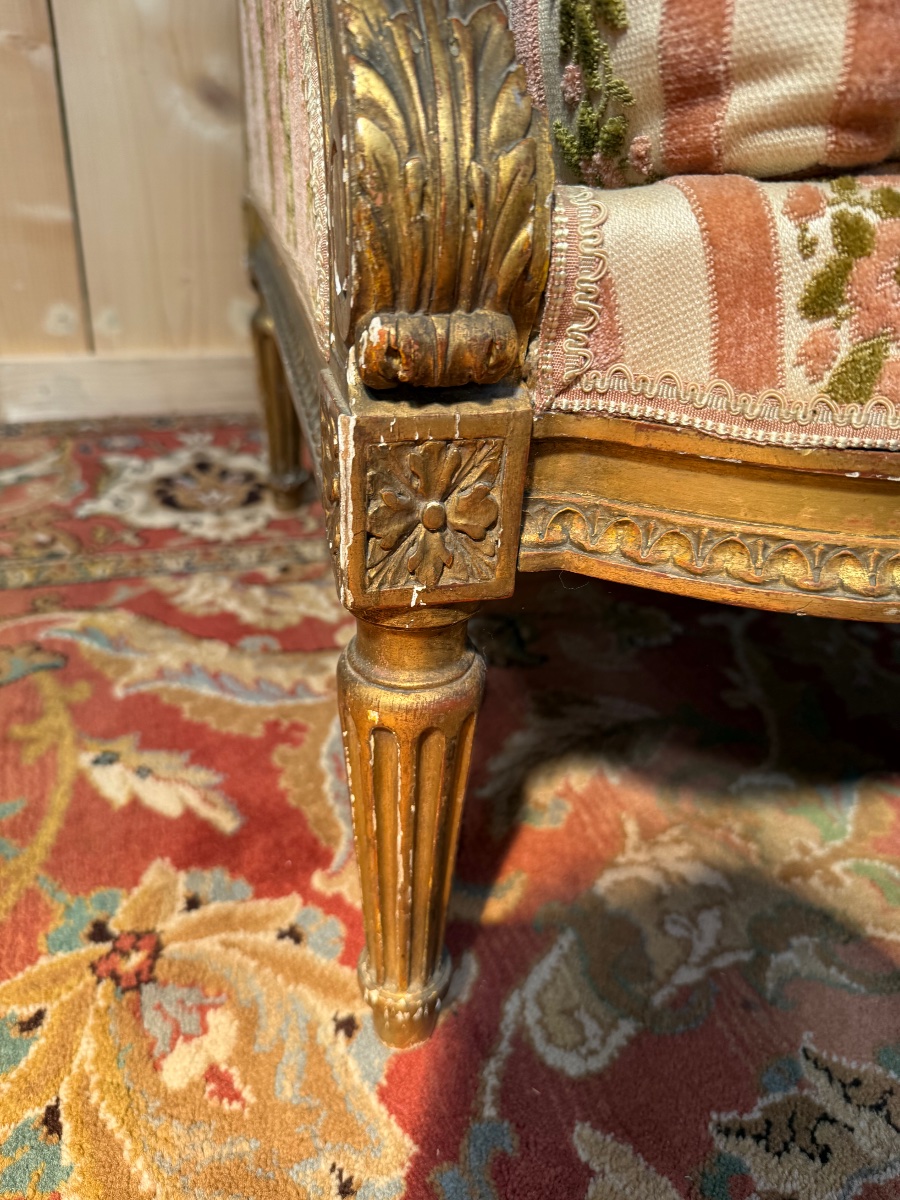Bergère à Oreilles de style Louis XVI maison "JANSEN"-photo-5