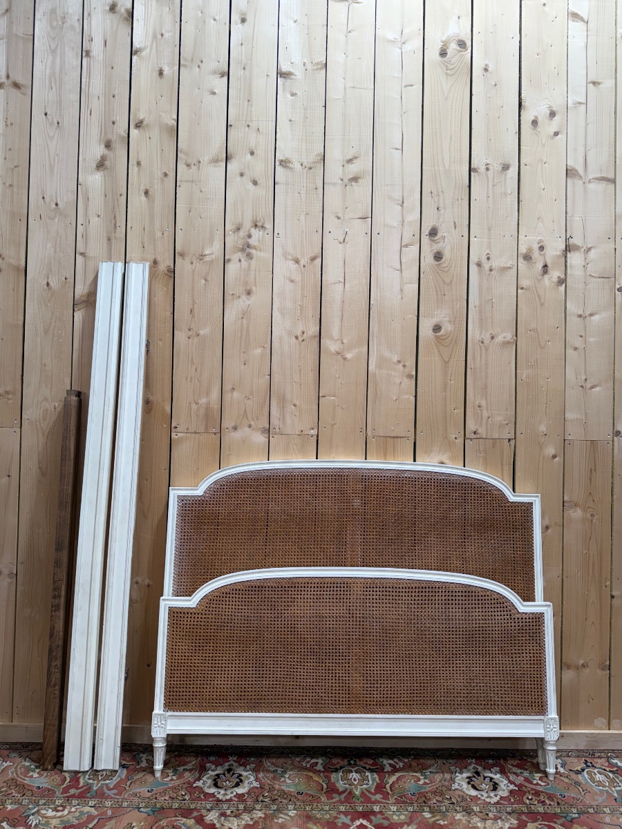 Lit de style Louis XVI en cannage 190/140 cm-photo-2