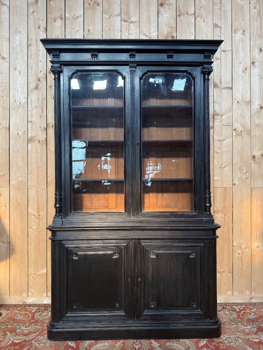 Two-section Napoleon III Sideboard In Blackened Wood -photo-3