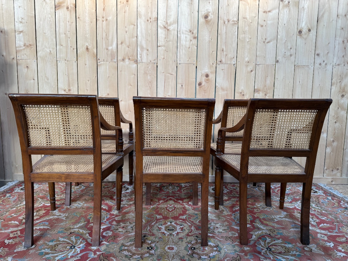 Suite de 6 fauteuils de style colonial anglais en cannage -photo-4