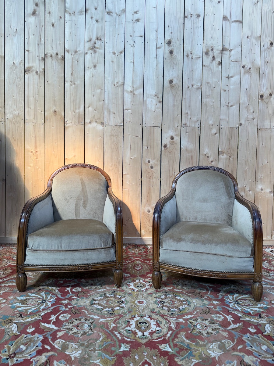 Paire de fauteuils - bergères d'époque Art Déco -photo-3