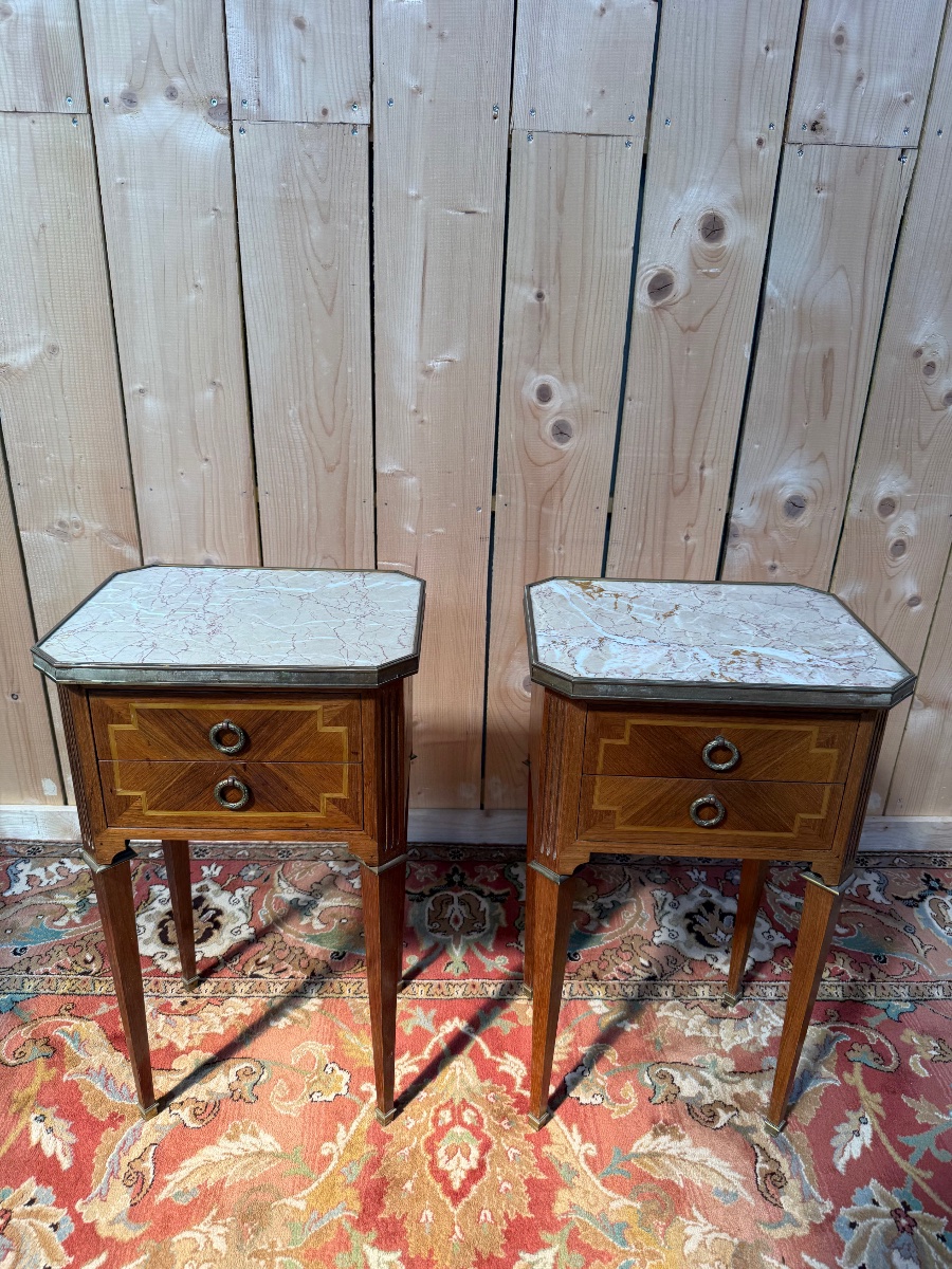Pair Of Louis XVI-style Nightstands Signed "gouffe"-photo-4