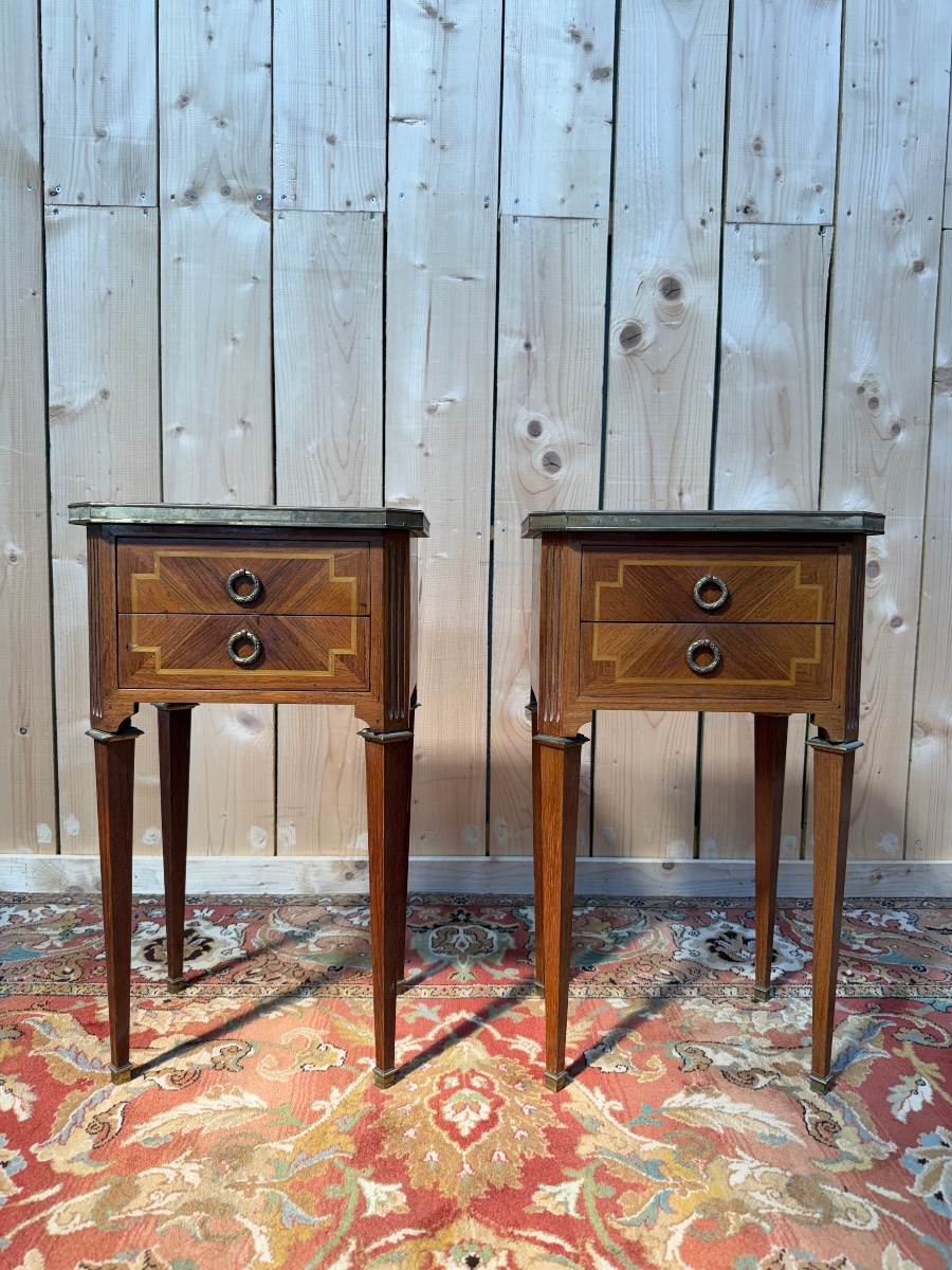 Pair Of Louis XVI-style Nightstands Signed "gouffe"