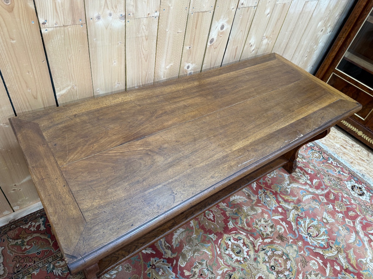 Large Console Table Or Display Table In Walnut, Neo-renaissance Style -photo-3