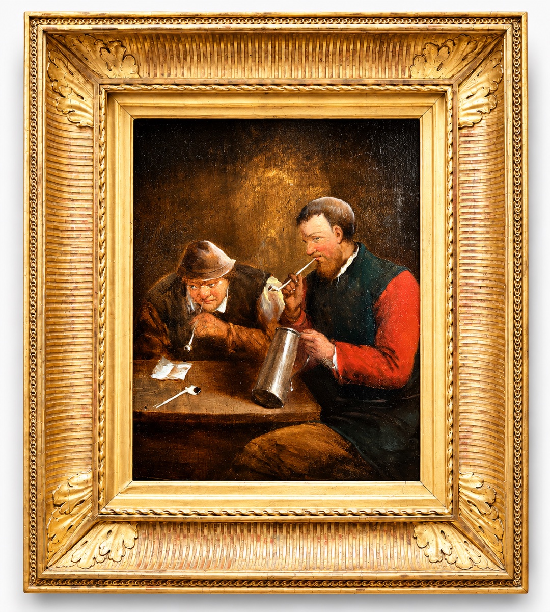 Flemish Or Dutch Oil On Canvas "tavern Scene"-photo-2