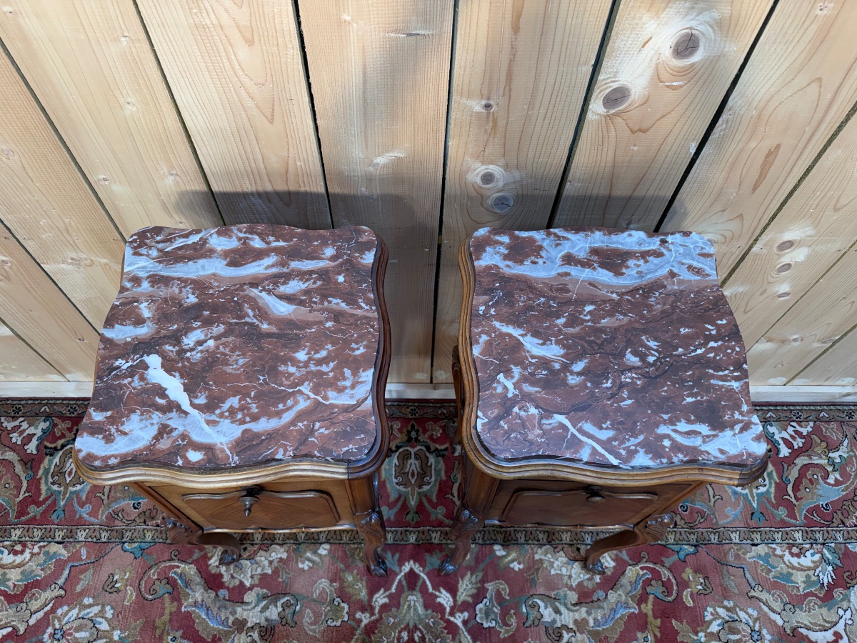 Pair Of Tall Louis XV-style Nightstands-photo-3