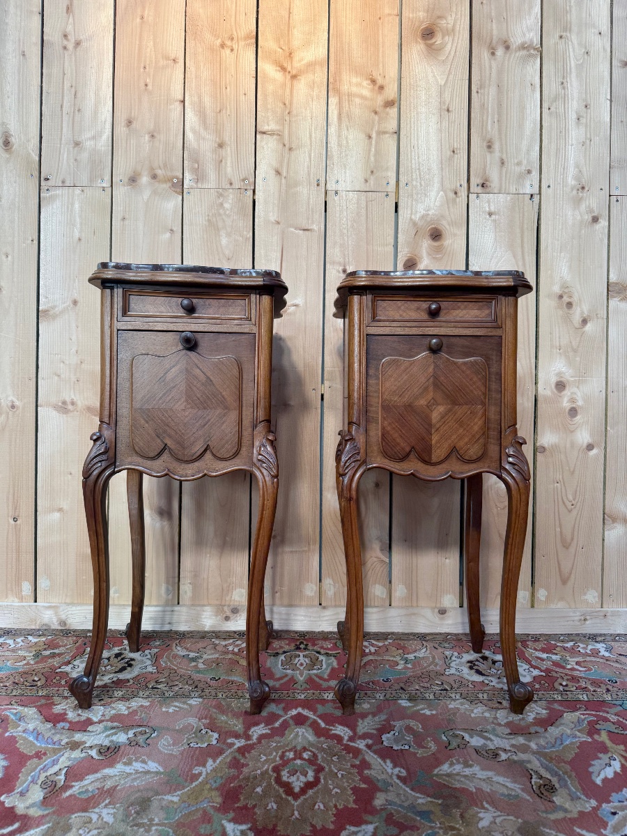 Pair Of Tall Louis XV-style Nightstands-photo-4