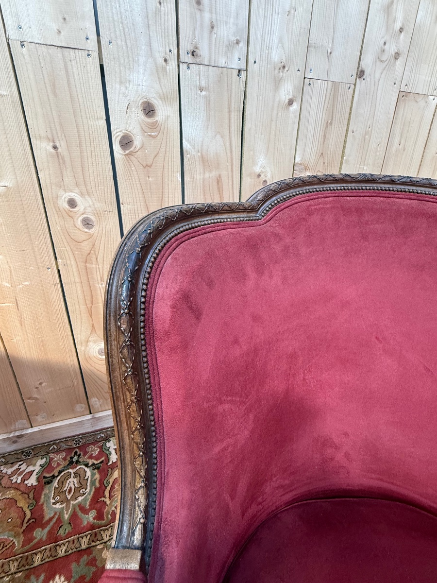 Paire de fauteuils - bergères "Gondoles" de style Louis XVI-photo-3