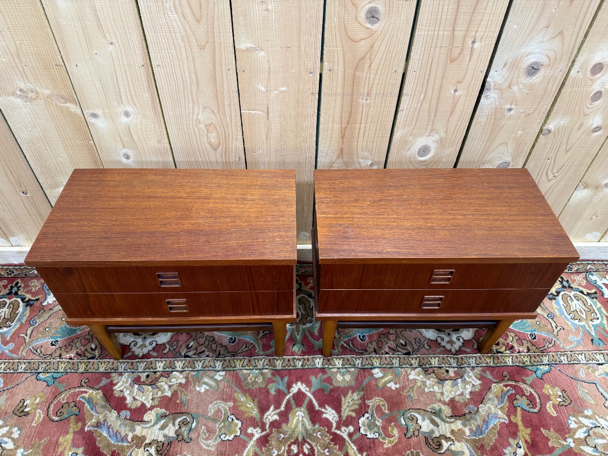 Paire de chevets scandinaves en Teck -photo-4