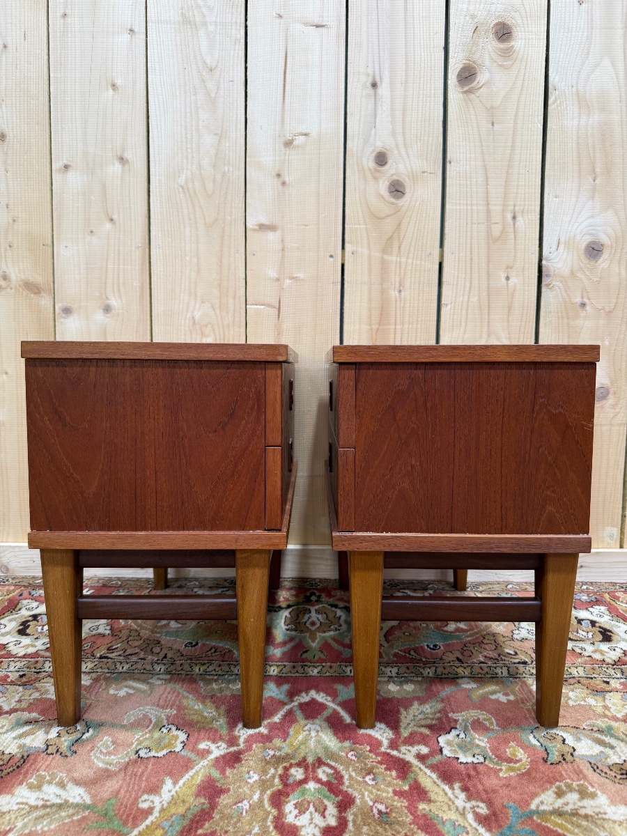 Paire de chevets scandinaves en Teck -photo-3