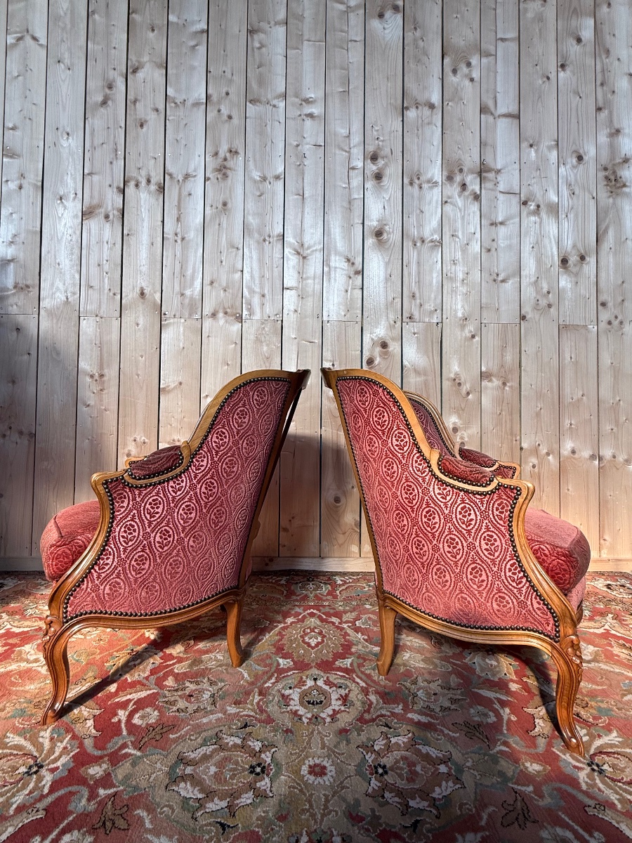 Pair Of Louis XV-style Gondola Armchairs-photo-4