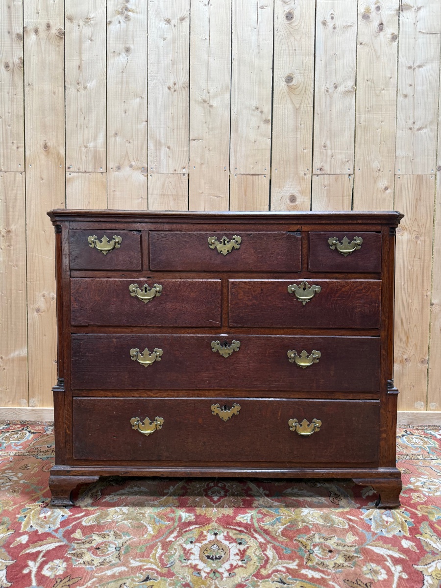  English Chest Of Drawers Made Of Solid Oak-photo-4