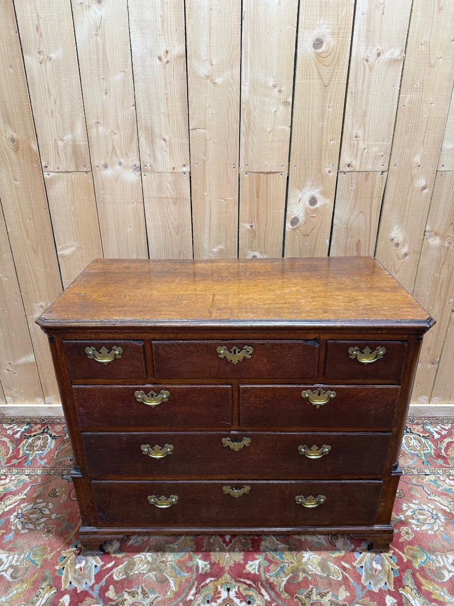  English Chest Of Drawers Made Of Solid Oak-photo-3